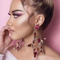king shiny baroque crystal star dangle earrings for woman luxury multi color rhinestone statement earring girl party ear jewelry