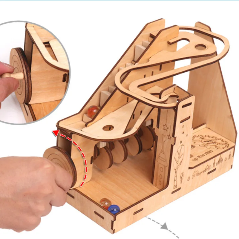 

Laser Cutting Children's Track Ball Building Block Toy Creative Assembly Slide Way 3D Wooden Puzzle Assembly Wooden Kit Boy Gift