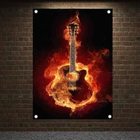 nostalgic rock band canvas painting music cafe bar poster retro banners wall decor rock is not dead wall sticker tapestry a6
