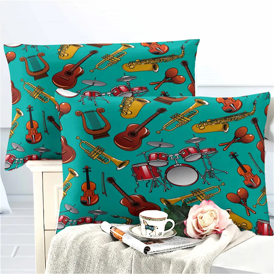 

HELENGILI 3D Bedding Set Guitar Print Duvet Cover Set Lifelike Bedclothes with Pillowcase Bed Set Home Textiles #JT-13
