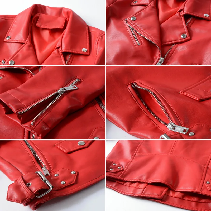 Женская мотоциклетная куртка Ly Varey Lin весенняя из искусственной кожи с заклепками
