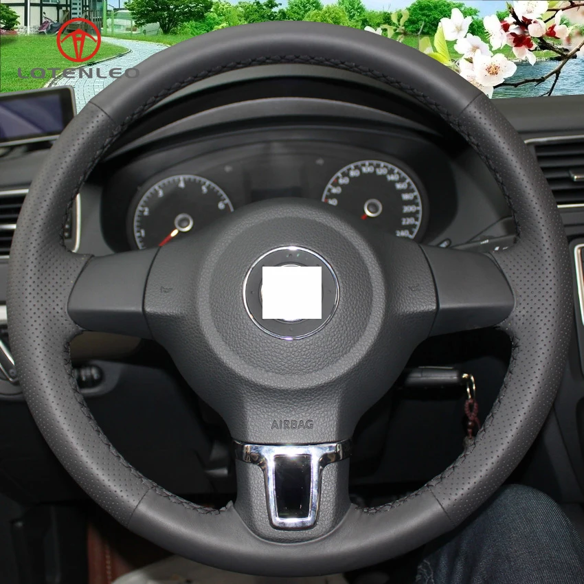 Черный чехол на руль LQTENLEO из искусственной кожи для Volkswagen vw Golf 6 Mk6 Jetta Polo 2011-2014 |