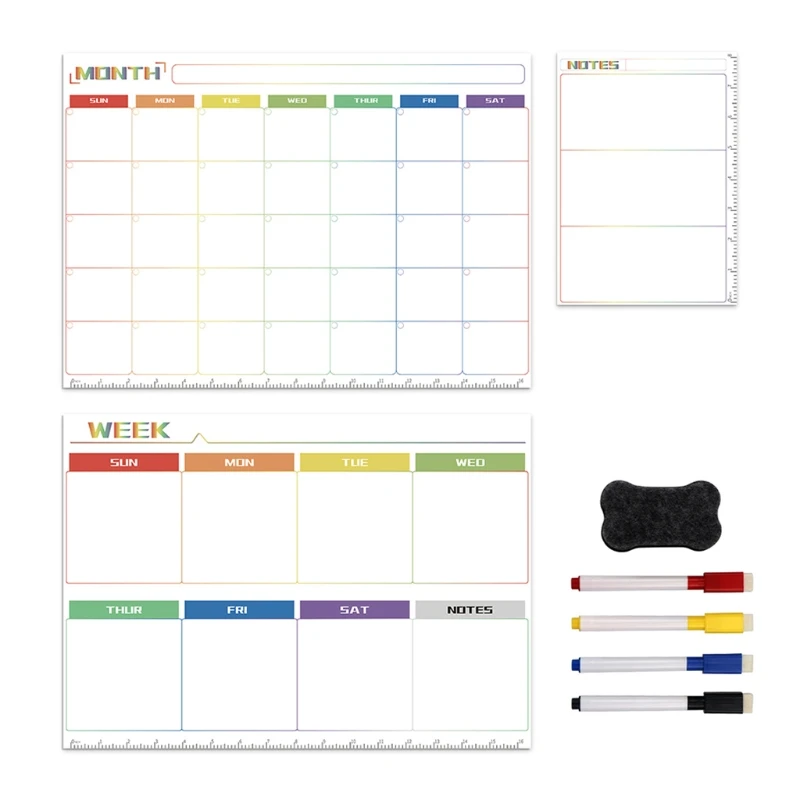 

Magnetic Whiteboard Kit Daily Weekly Monthly Planner Notes Fridge Magnet Drawing D08A