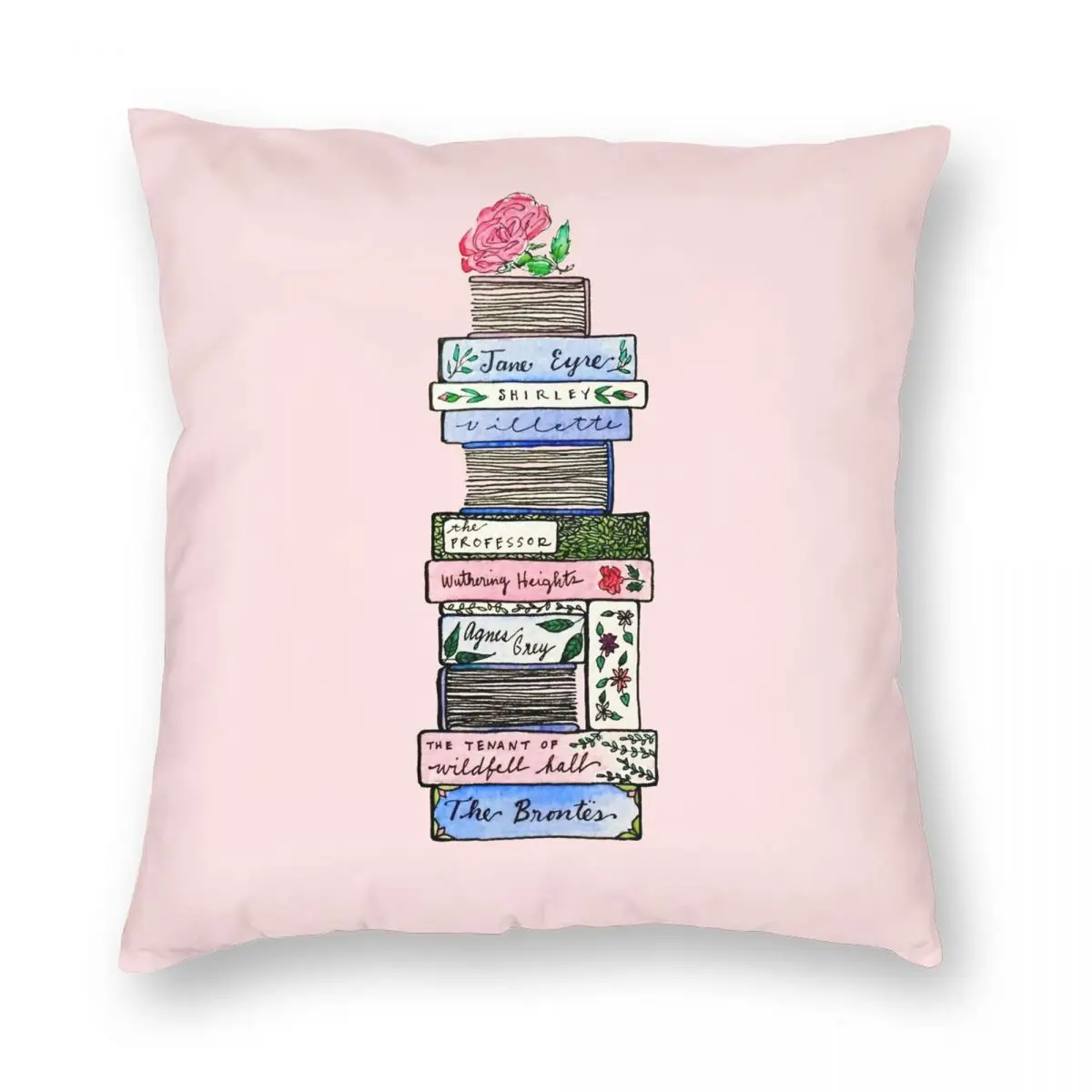 

Квадратный чехол для подушки The романы сестер Бронте, чехол из полиэстера и льна с бархатным узором, декоративный чехол для подушки на молнии, чехол для подушки, наволочка для постельного белья 18 дюймов