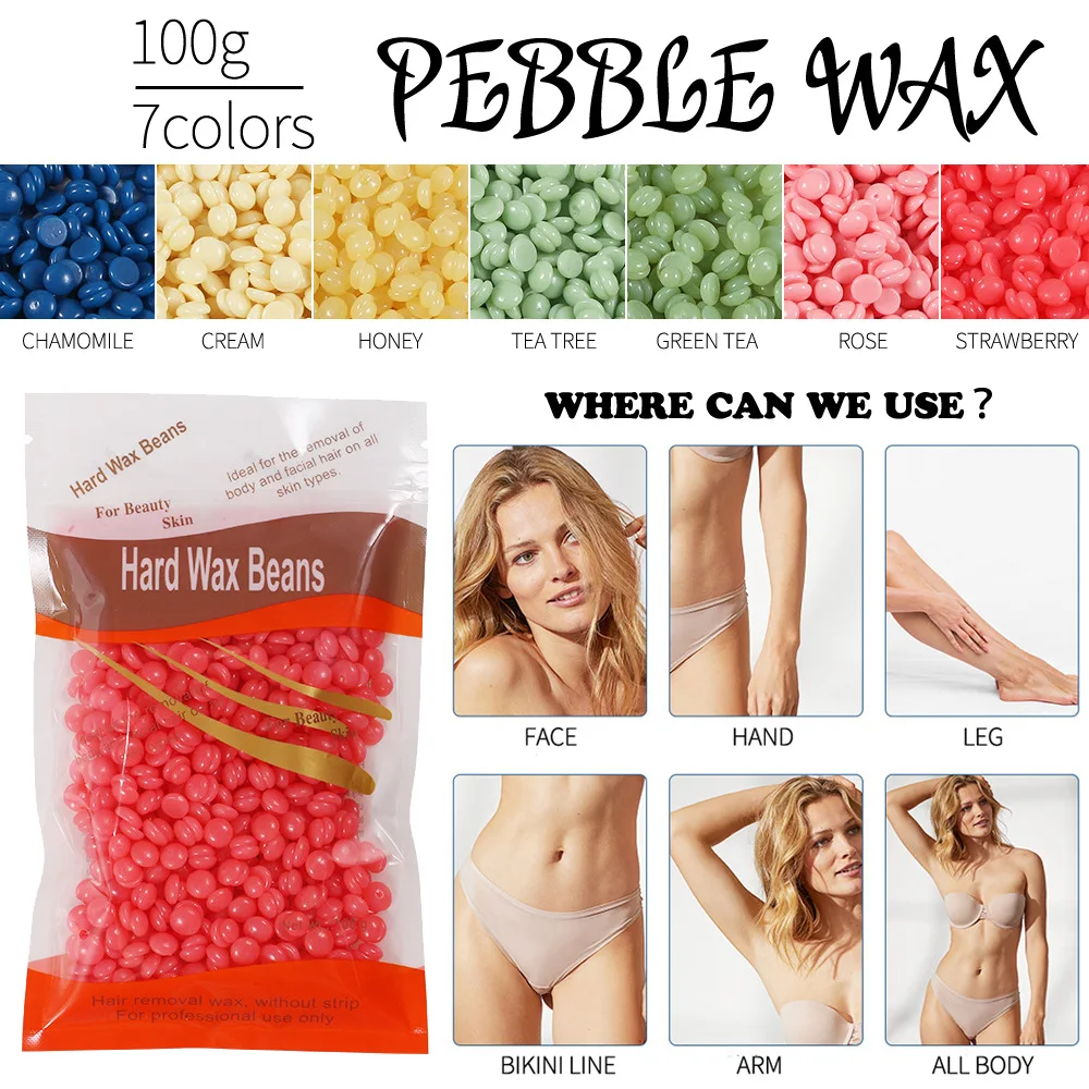 100g/Pack Wax beans Depilatory Hot Film Wax Pellet Removing Bikini Face Hair Legs Arm Hair Removal Bean Unisex