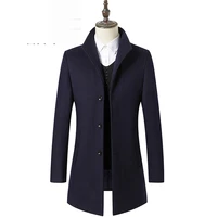 woolen coat mens thickened mid long slim windbreaker korean mens autumn and winter coat