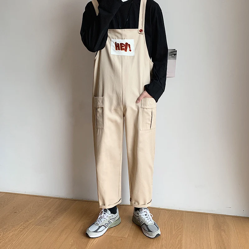 Новинка 2020 модный мужской комбинезон свободные брюки однотонные повседневные
