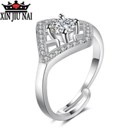 925 sterling silver rhombic polygonal design mosaic simulation female movable opening adjustable unique hollowing process ring