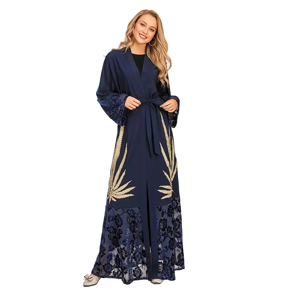 Новое поступление Кружевное платье кафтан с вышивкой в мусульманском стиле