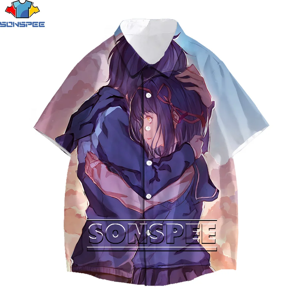 

SONSPEE Your Name Japanese Anime 3D Printing Miyamizu Trefoil Kawaii Loli Top Summer Harajuku Street Casual Loose Shirt