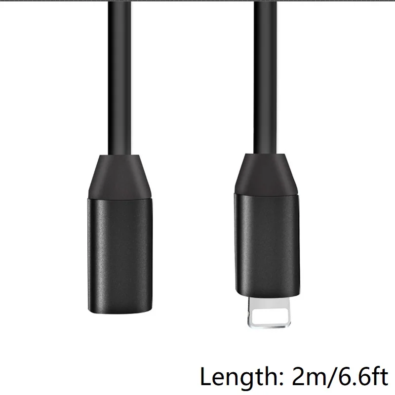 Black 2m 6.6ft Удлинительный кабель Lightning для iPhone 11 Pro Max, Xs Max, Xr, 8/8 Plus/7, iPad Air, iPad Mini 8pin видео аудио данных Быстрая зарядка - Цвет: Black 2m 6.6ft