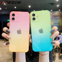 for iphone 11 12 pro max xs max xr x 8 7 plus se 2020 gradient clear silicone case shockproof camera lens protection tpu cover