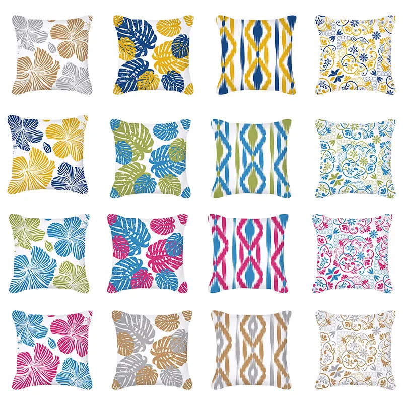 

45x45cm Simple Abstract Printed Flower Cushion Cover Lumbar Throw Pillows For Home Sofa Car Decorative Pillowslip Pillow Case