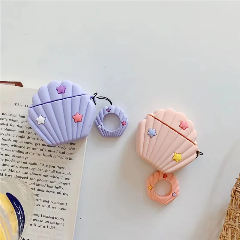 

Silicone Case for Apple Airpods Cute Case Protective Cover Bluetooth Earphone Charging Box Case Anti-lost Star Shell 3D Design