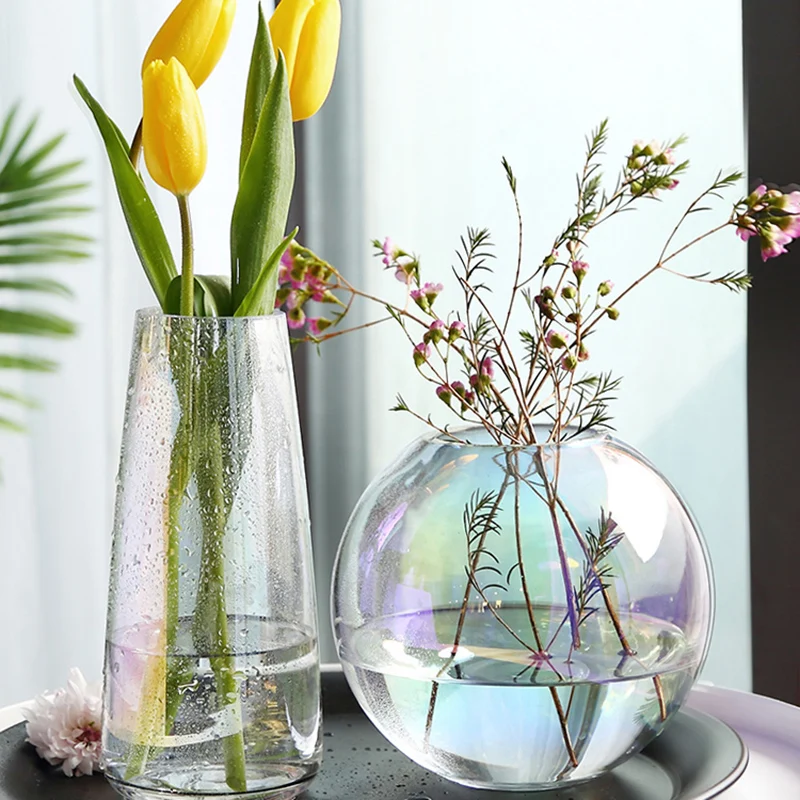 

Nordic Style Vases decoración Homes Decor Terrarium Simple Flowers Pots вазы Laser Home Decoration Desktop Vase For Flower hogar