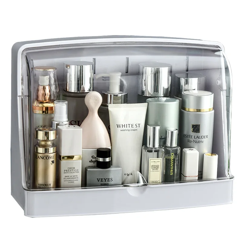 

New Makeup Organizer Storage Box Plastic Saving Space Wall Paste Container Make Up Case Cosmetic Boxes Container Holder WF1022