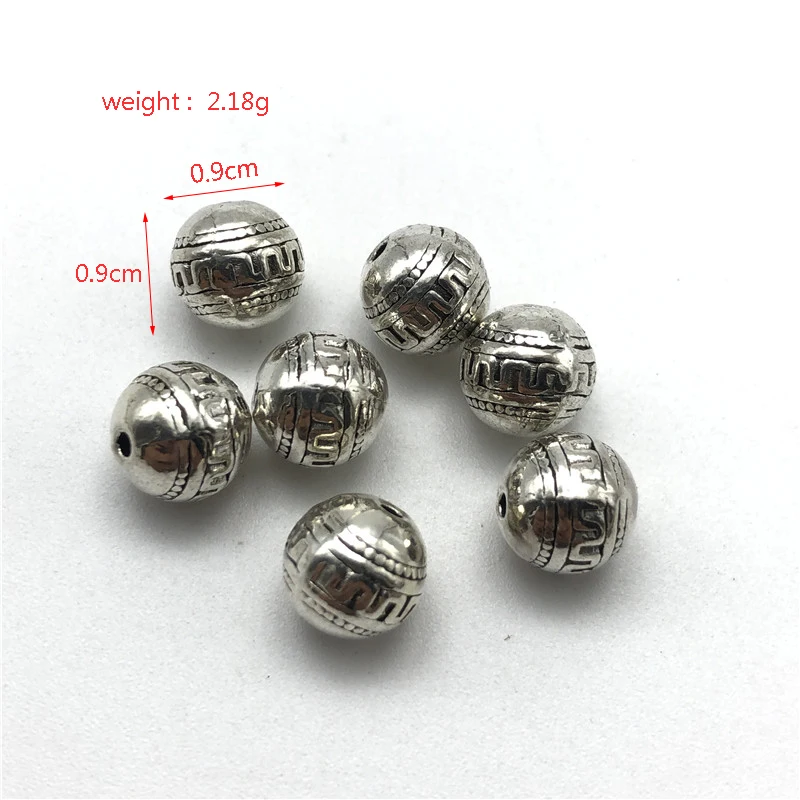 15 шт 9 мм мутные круглые гравированные металлические бусины для ювелирных