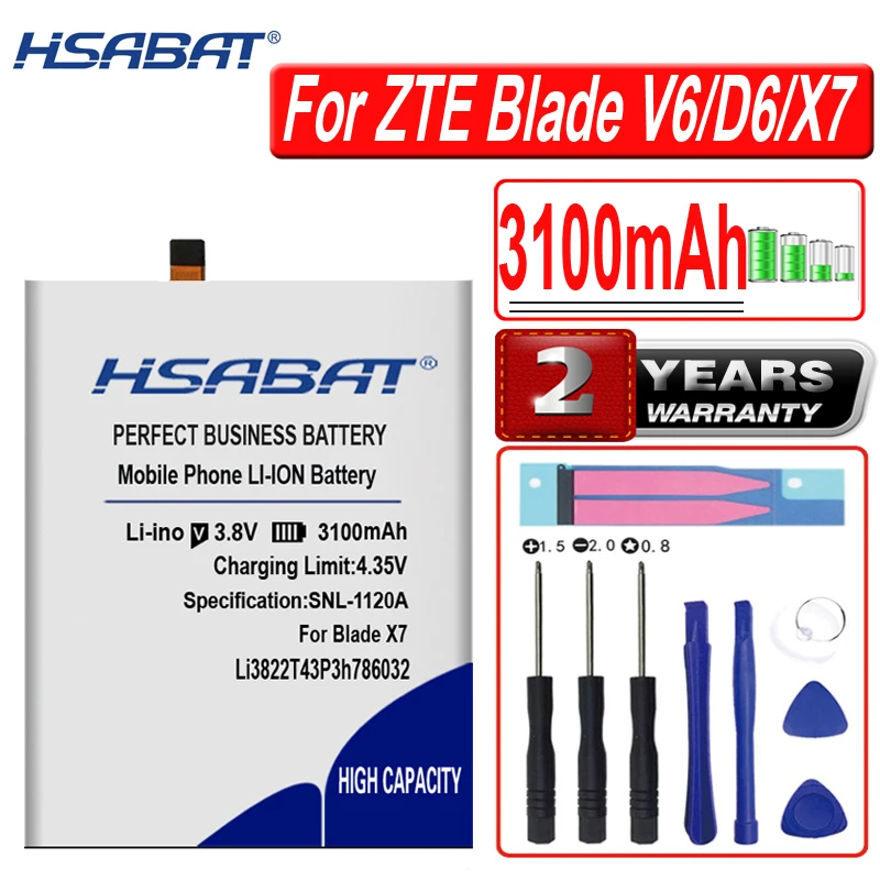 Аккумулятор HSABAT Li3822T43P3h786032 3100 мАч для Orbic RC 501L ZTE Blade V6 D6 X7|Аккумуляторы мобильных