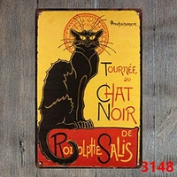 new vintage metal tin sign black cat retro garage yard home cafe bar club hotel wall decoration stickers signs 12x8 inch