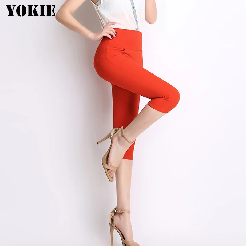 Женские повседневные Капри размера плюс эластичные хлопковые брюки для женщин