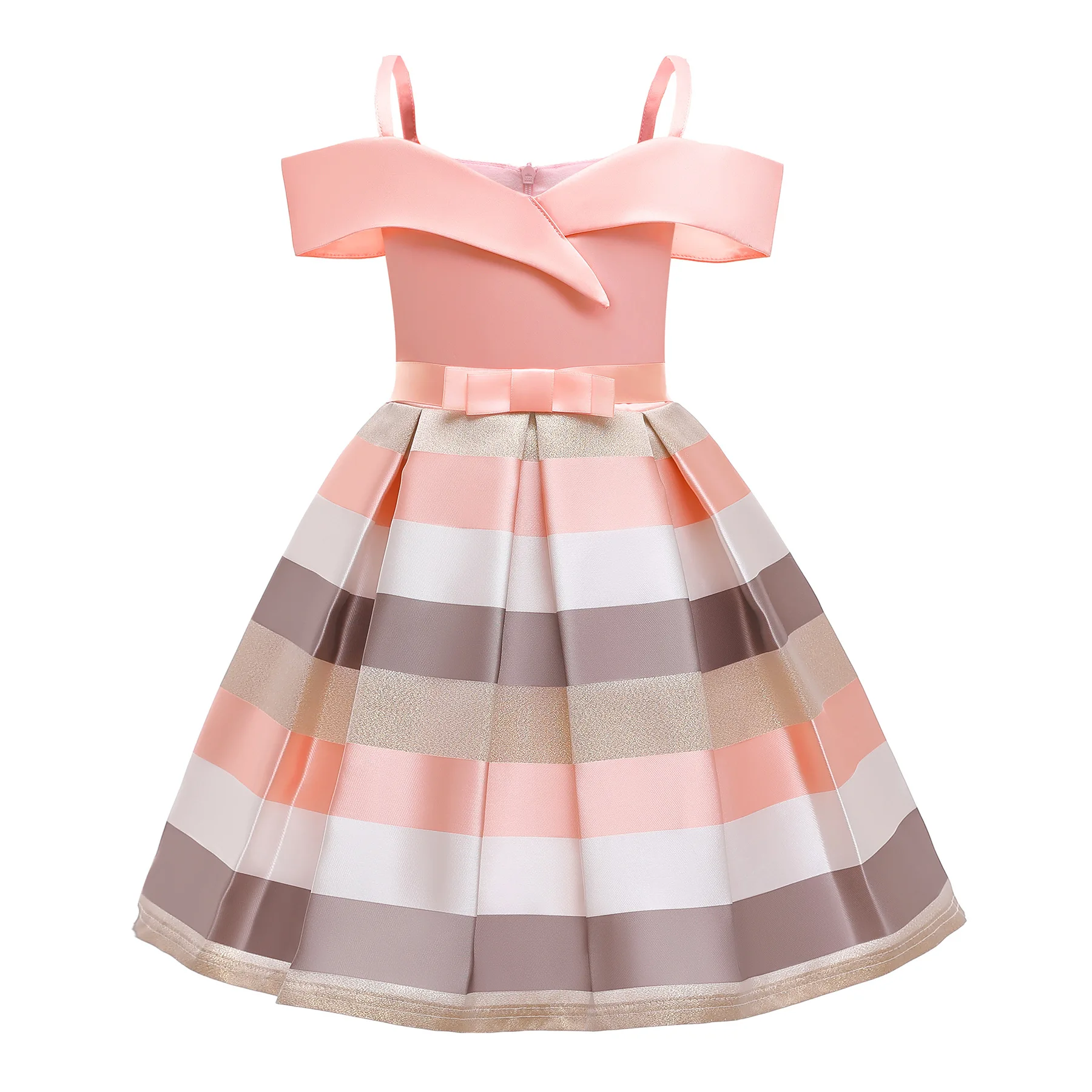 

Little Girls Dress Summer New Children's Sling Princess Dresses Baby Girl Off-the-shoulder Striped Dress Clothes