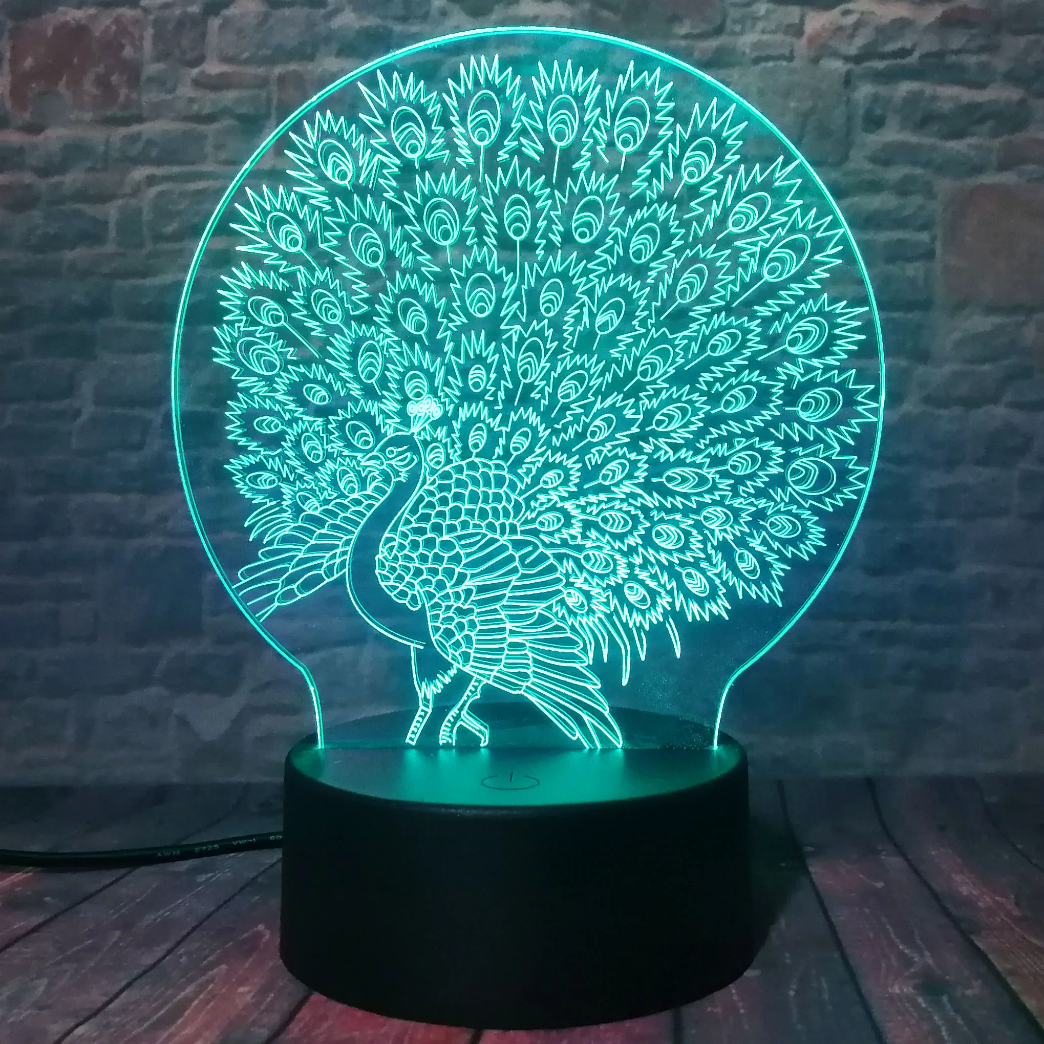 Новинка люминирия красивый павлин открытый экран настольные ночники