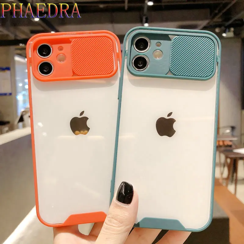 

Transparent Acrylic Candy Color Phone Case For iPhone 12 Pro Max 11 X XS XR 7 8 6 plus SE Camera Lens Protect TPU Back Cover