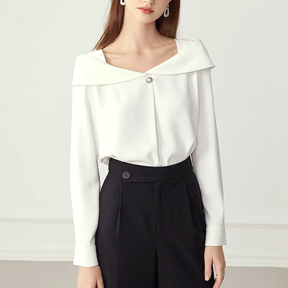 

Blouse Spring Autumn New Japan And South Korea Fashion Chiffon Shirt Women's Long Sleeve Autumn All-match Gentle Square Collar
