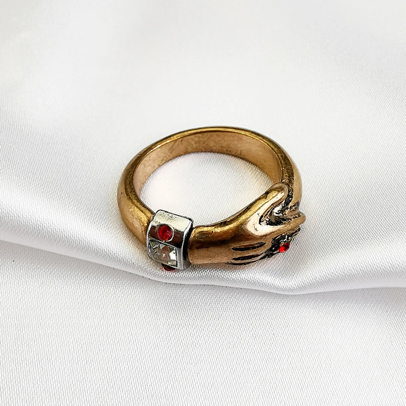 Винтажные золотые красные Кристальные украшения кольца на палец для женщин
