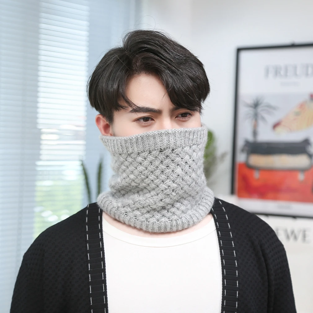 

1Pc Winter Warm Brushed Knit Neck Warmer Circle Go Out Wrap Cowl Loop Snood Shawl Outdoor Ski Climbing Scarf For Men Women