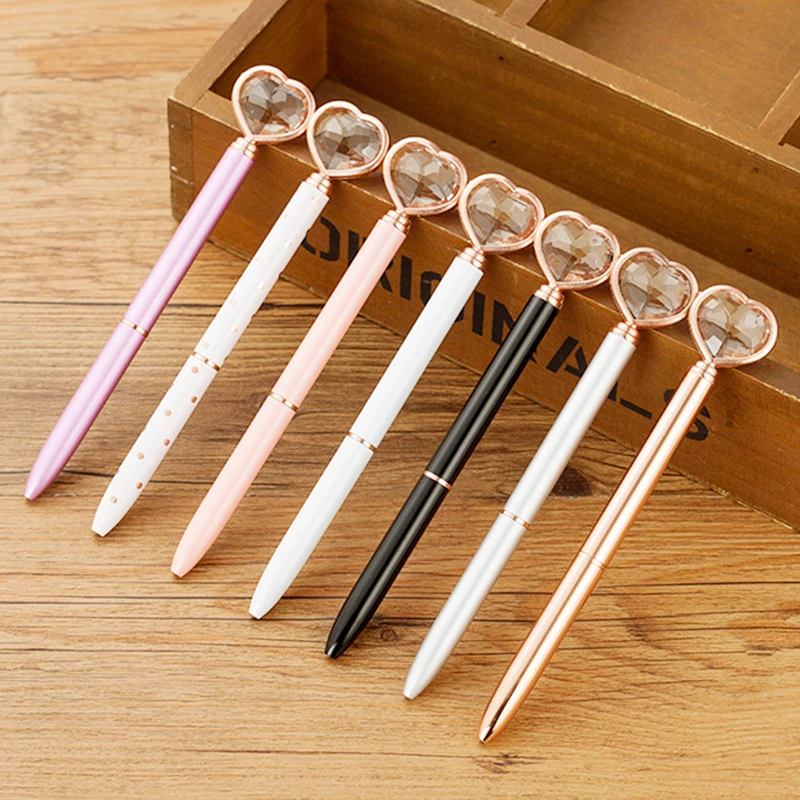 

1 Pcs Diamond pen Ballpoint Pen Love Diamond Fashion Metal Signature Pen Blue Black Refill Writing Gift Pen Business Office