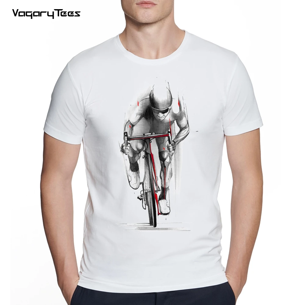 

Men's Creative Cyclist Lover feel the burn Print Short Sleeve T-Shirt Hipster O-neck Design Tops Cool streetwear Tee