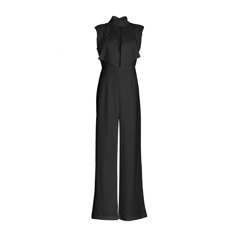 Black Jumpsuits TWOTWINSTYLE женские комбинезоны без рукавов с открытой спиной, сексуальные длинные широкие штаны с высокой талией, женская летняя модная офисная одежда для женщин - Цвет: Black Jumpsuits