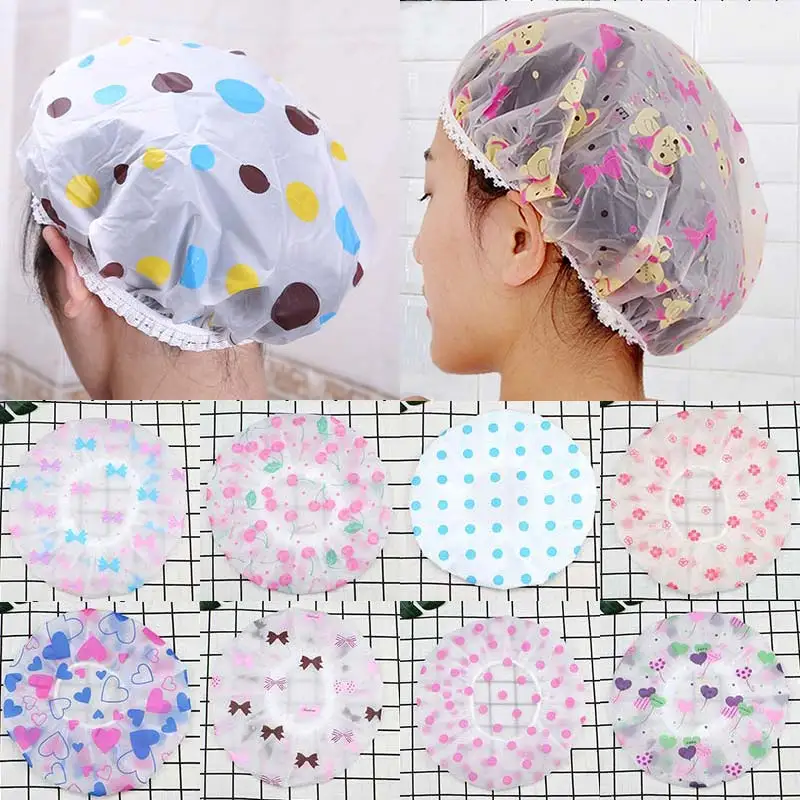 

Shower Cap Waterproof High Quality Hair Salon Elastic 1PC Thicken For Women Bath Hat Bathroom Products