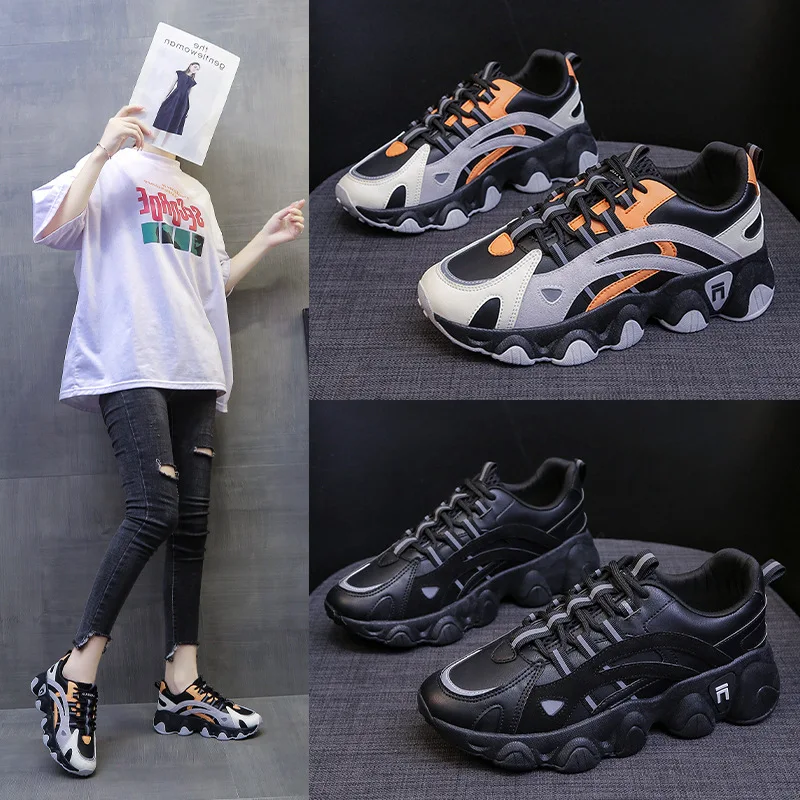 

2021 Autumn Women Platform Shoes Students Daddy Shoes Women's Casual Shoes Color Matching Females Sneakers Zapatillas Mujer