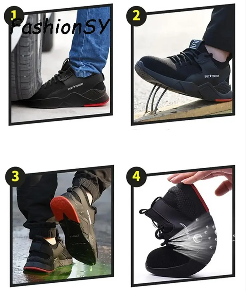 Для мужчин безопасная обувь из сетчатого материала Сталь металлический носок