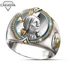 Мужское серебряное кольцо в стиле хип-хоп с двойным цветным кольцом Viking Warrior