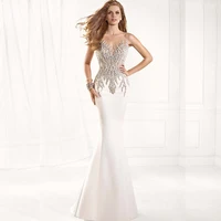 sexy mermaid long evening dress with beading floor length sleeveless backless evening gown 2015 vestido de festa longo