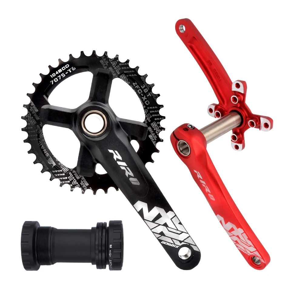 RIRO XT Mountain Bike Crankset Mtb Hollowtech Crank Arms For Bicycle Integrated Candle Pe 2 Crowns 104bcd Connecting Rods Double images - 6