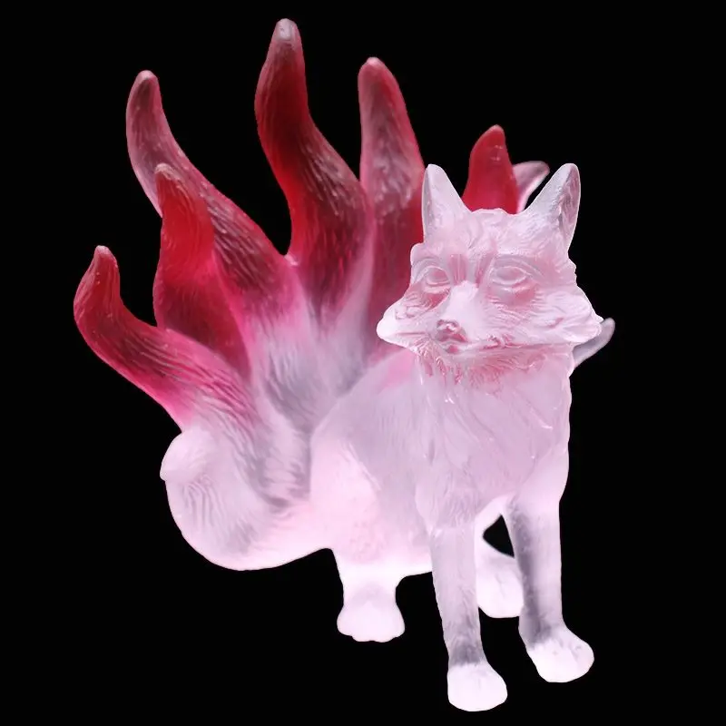 

1PC new beautiful glass nine-tailed fox stone desktop decoration creative gift crafts jewelry