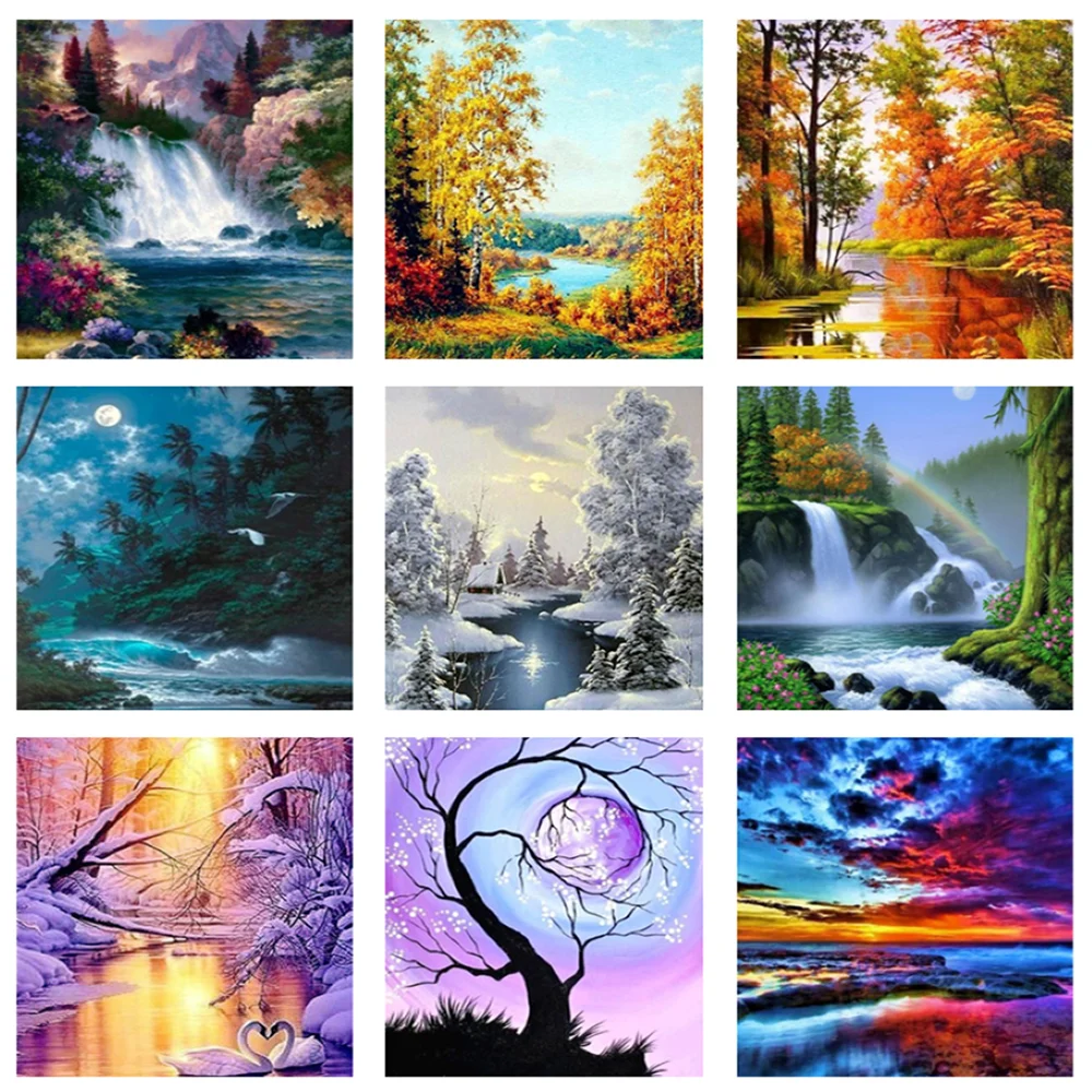 

Diamond Painting Forest Diamond Mosaic Landscape Picture Embroidery Exquisite Home Room Decor DIY Full Round Drill Painting Gift