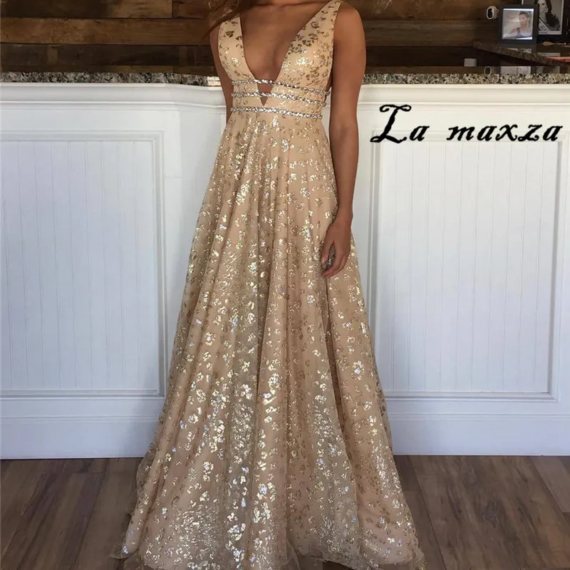 

2020 New Arrival Women Elegant Long Dress Sexy Deep V-neck Sleeveless Patchwork Slim Dress