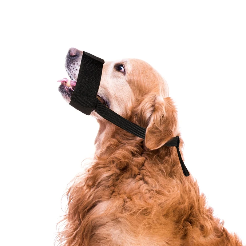 

Pet Nylon Adjustable Mask Bark Bite Soft Mouth Muzzle Grooming Anti Chewing For Small Large Dog Black Breathable Bark Stopper
