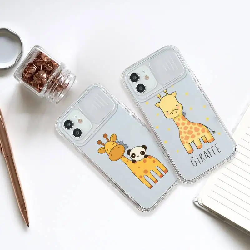 

giraffe creativity paint animal Phone Case transparent For iPhone 7 8 11 12 X XS XR MINI Pro Max Plus Slide Camera Lens Protect
