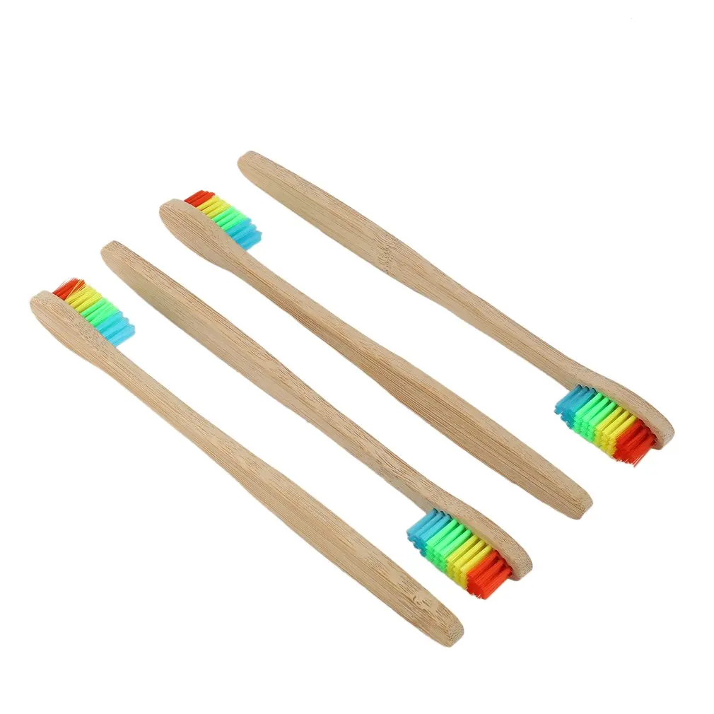 10 шт. цветная бамбуковая зубная щетка Оптовая Продажа Экологичная деревянная