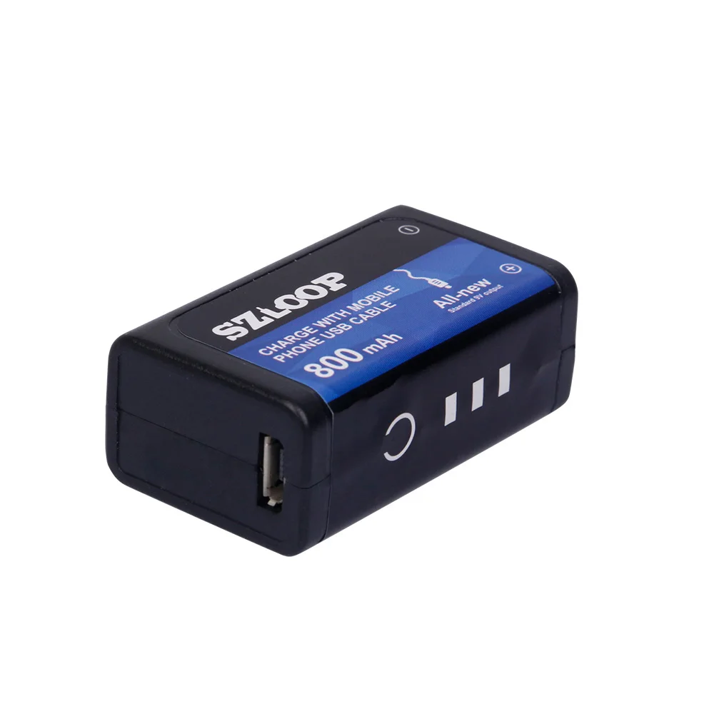Перезаряжаемый литий полимерный аккумулятор SZLOOP 9 в 800 мА/ч с USB для