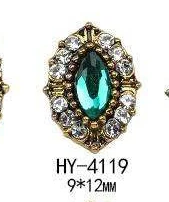 HY-4119 10pcs 10 шт./лот, древний сплав, дизайн ногтей, 3d, плоская задняя сторона, цветные бриллианты, жемчужные ювелирные изделия, стразы, украшения для ногтей - Цвет: HY-4119 10pcs
