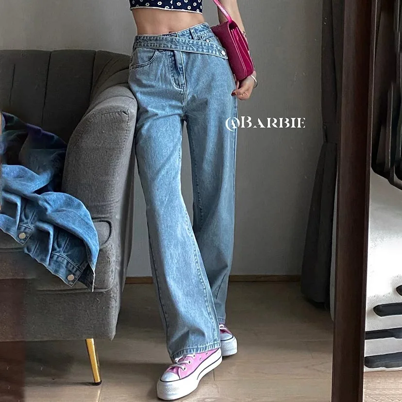 

New Spring Vintage Women Jeans Trendiness Loose Straight Pants Female High Waist Wide Leg Trousers Mujer