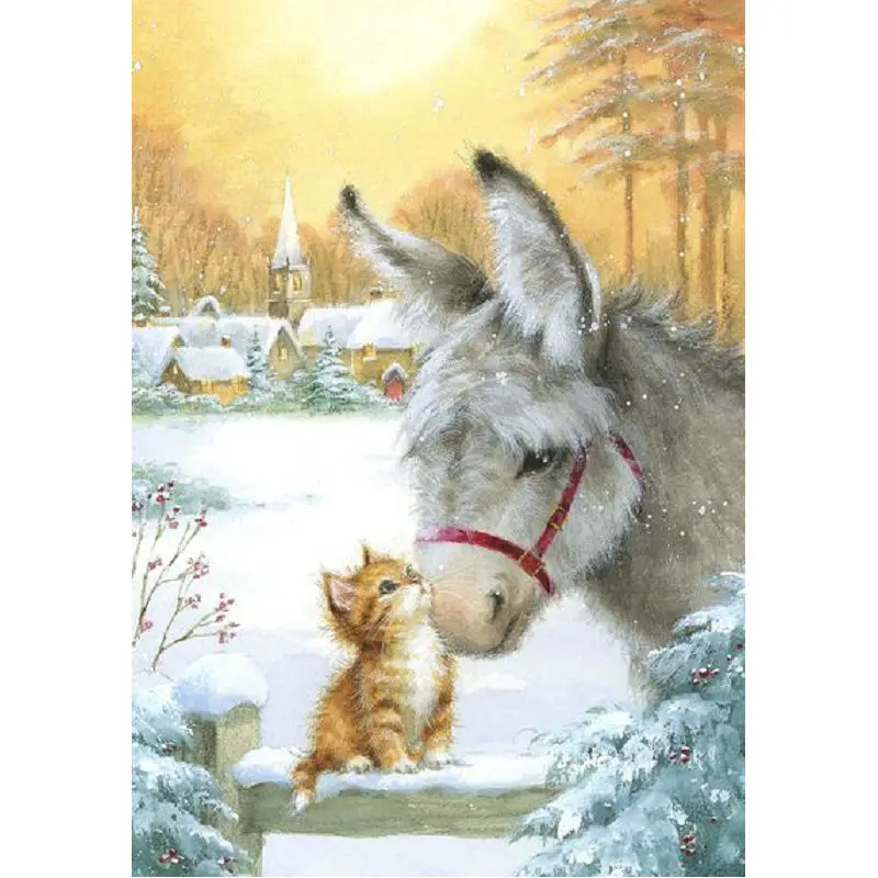 Алмазная картина 5D вышивка крестиком кошка осел набор для рукоделия мозаика