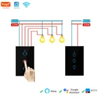 Tuya двухсторонний умный переключатель дистанционного Управление светильник сенсорный Панель Wi-Fi настенный выключатель US AU пульт дистанционного управления Управление с Alexa Google Home 123 Gang